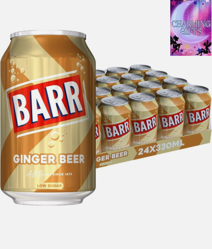 Barr Ginger Beer 24 pack Fizzy Drink Cans, No Sugar, 24 x 330 ML