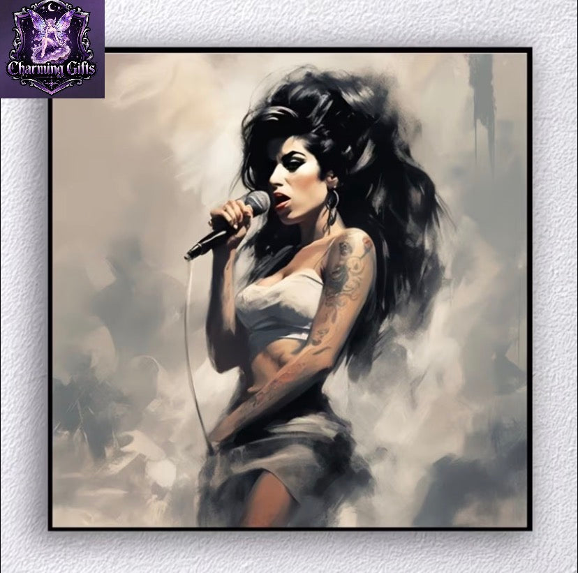 Amy whinehouse 1pc 5D DIY Diamond Painting Kit - Famous Singer Pattern, Handmade Canvas Art Supplies, Holiday Party Decoration, Frameless Canvas Wall Art, Suitable for Bedroom, Office, Living Room