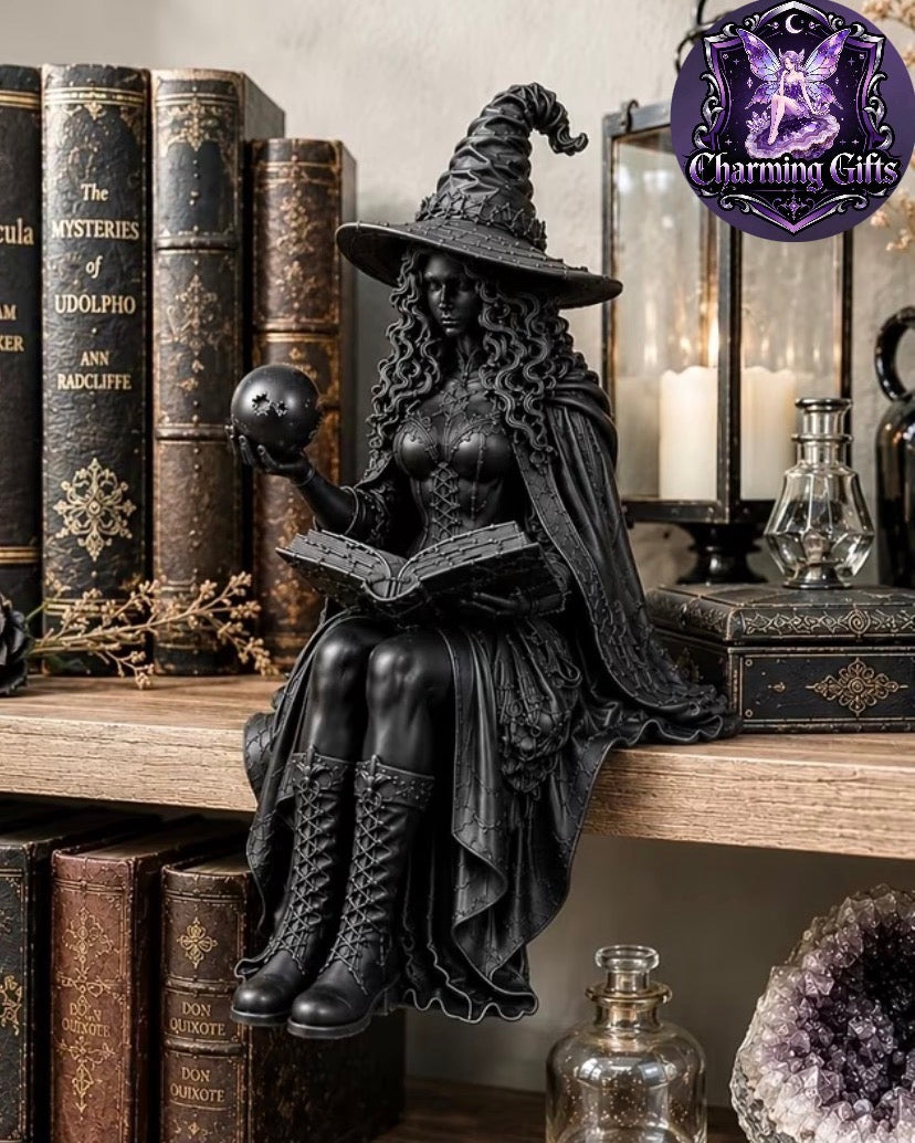 🖤 Haunted House Witch Figurine — Gothic Bookshelf Collection 🕯️
