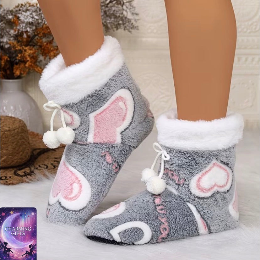 Women'S Winter Indoor Home Shoes with a Stylish Heart Pattern, Plush Lining for Warmth, Perfect for Cozy Indoor Lounging., Women Shoes