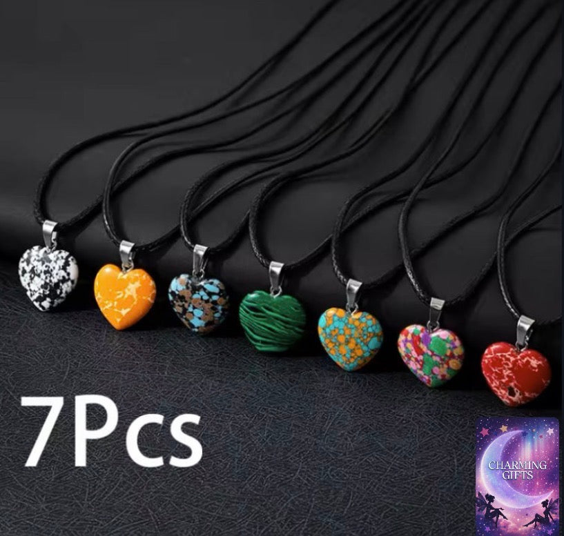 7Pcs/set Natural quartz crystal pendant Necklace Therapeutic Gemstone pendant Delicate jewelry Fashion accessories