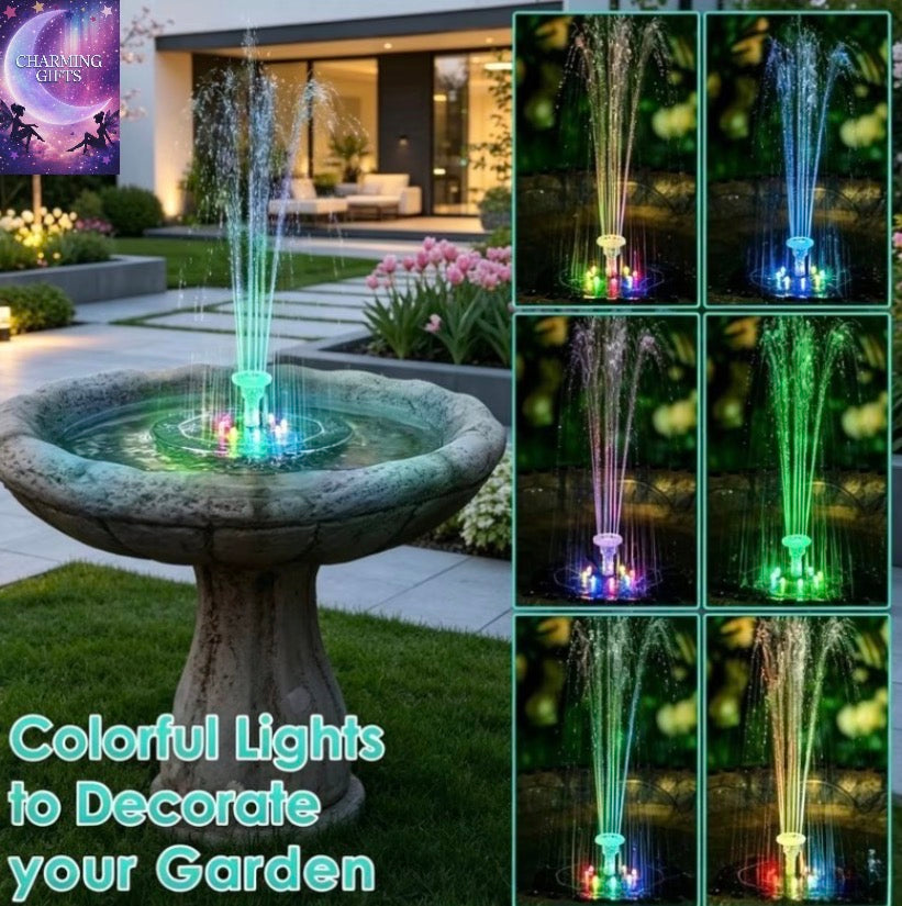Solar-Powered Fully Automatic Fountain, Solar Floating Bird Bath Fountain, IPX8, 1500Mah Battery Backup, Multiple Nozzles for Spray Styles, Garden Pond Outdoor Water Feature Decor, Early Summer, Independence Day Gift