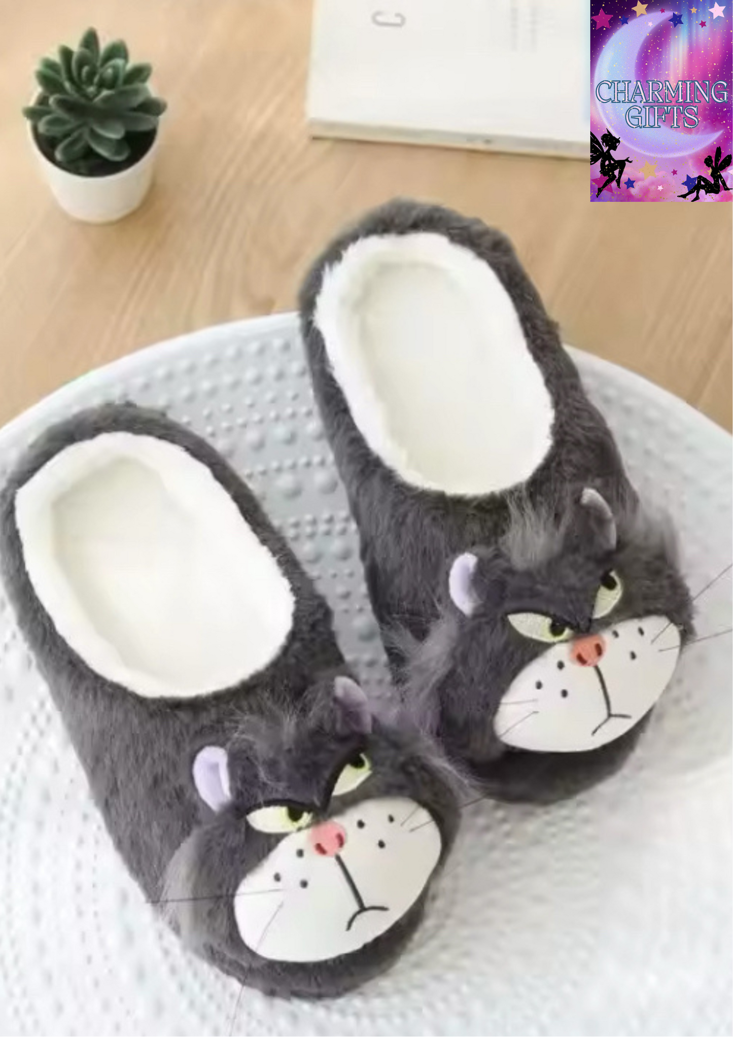 Cartoon Disney Anime Lucifer Cat Cinderella Norwegian Forest Cat Plush Girls Home Slippers Kawaii Anti-skid Warm Cotton Shoes