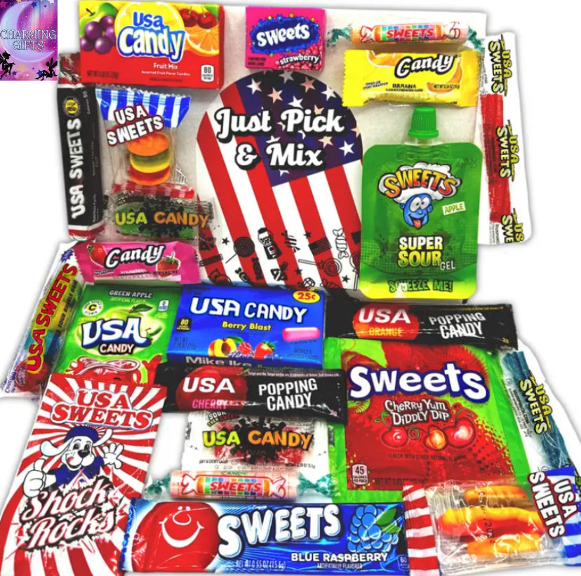 Just Pick & Mix American Sweets Selection Box Hamper Including Your Favourite Brands From The USA