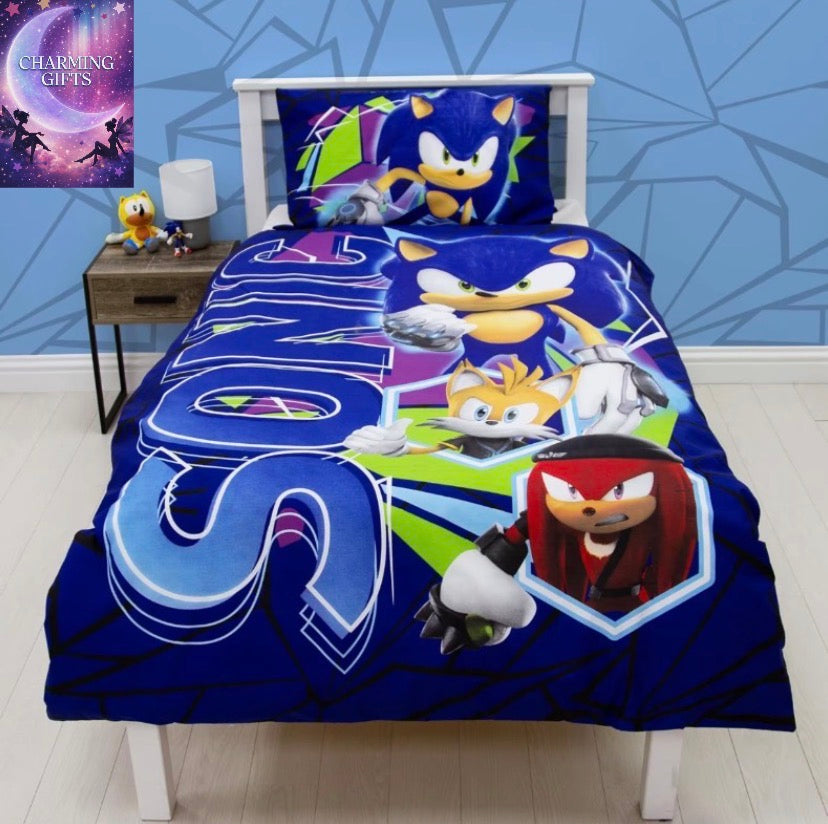 Sonic Prime Officially Licensed Sonic the Hedgehog Design Gaming Single Duvet Cover Set