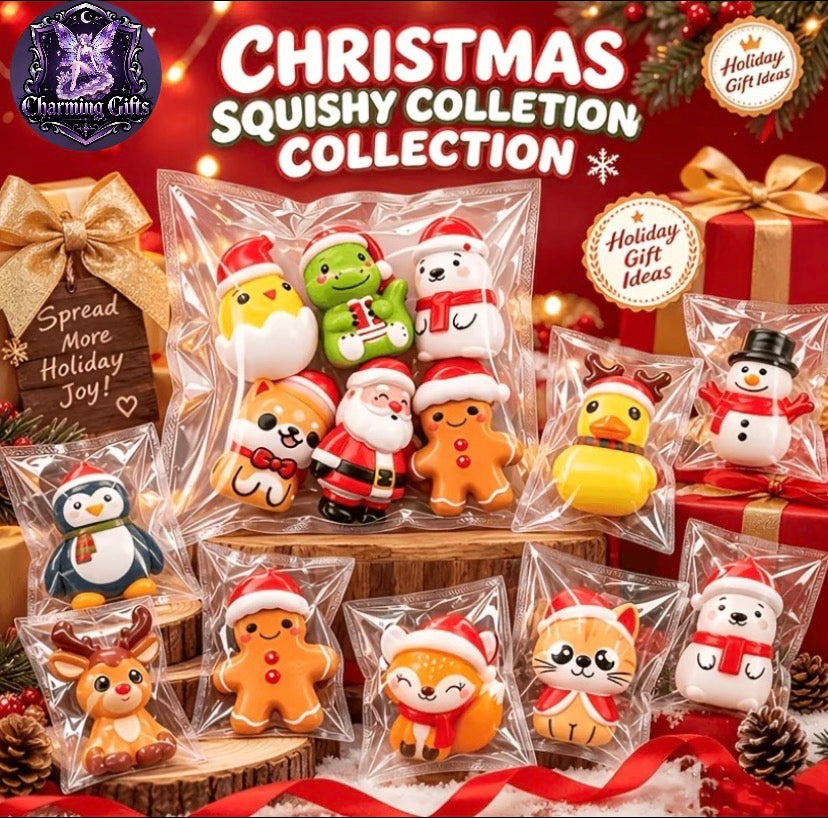 🎄 6pcs Christmas Soft Animal Squeeze Toys — Mystery Mix! 🧸✨
