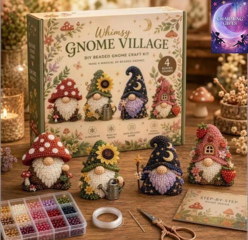 Cute 3D Gnome Bead Craft Set with Colorful Beads And Instructions, Handmade Jewelry Art Craft Kit for Creative Projects