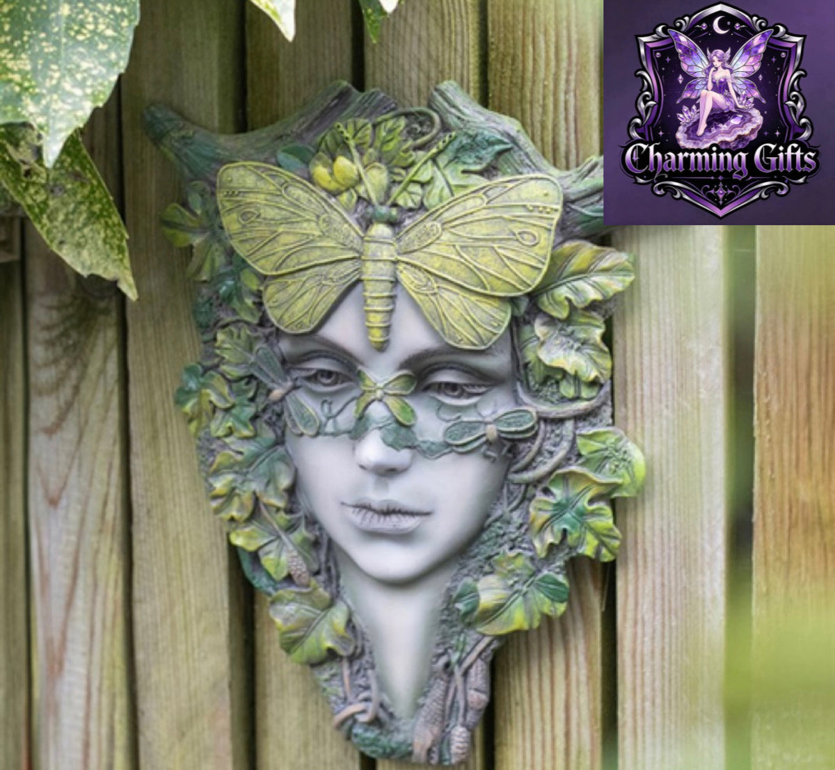 Green Goddess with Butterfly Wall Plaque