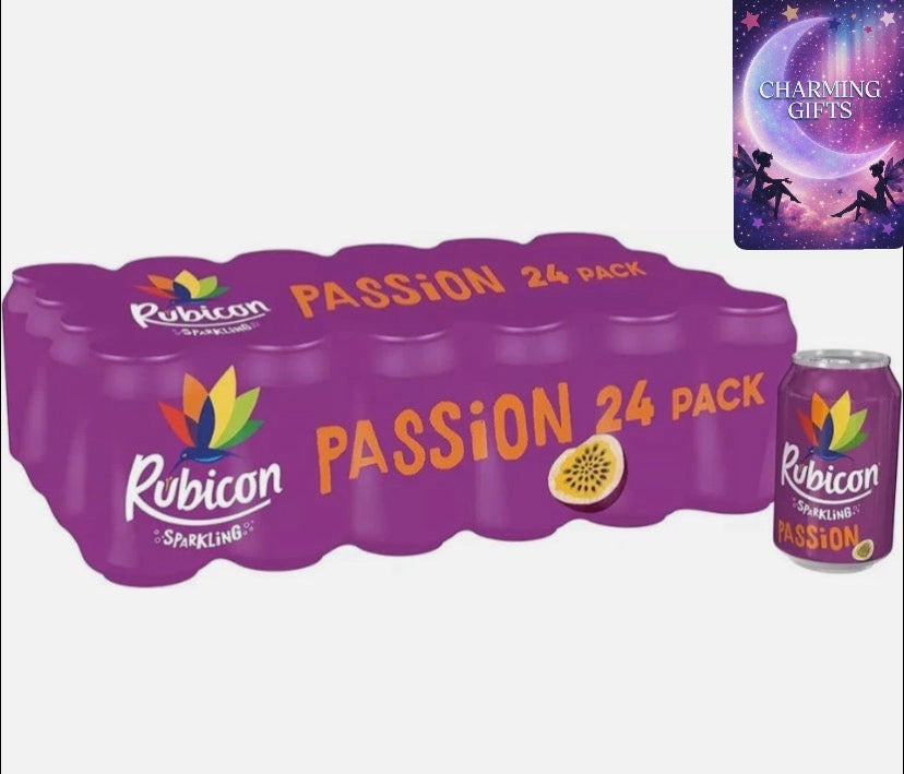 Passion fruit Rubicon Juice Sparkling Fizzy Drink Cans, 330ml Pack of 24