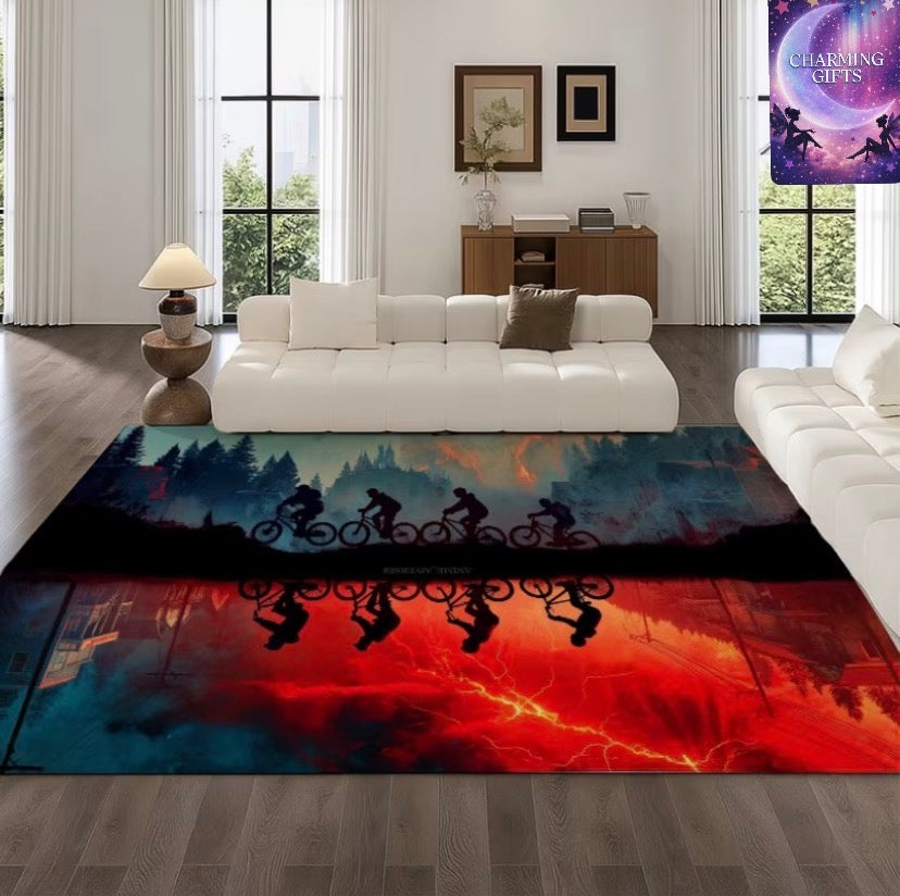 Stranger things Themed Carpet Suitable for - Soft Rug, Thick Durable Mat, Machine-Washable Carpet Suitable for Bedroom, Living Room, Room Decor - Ideal Room Gift