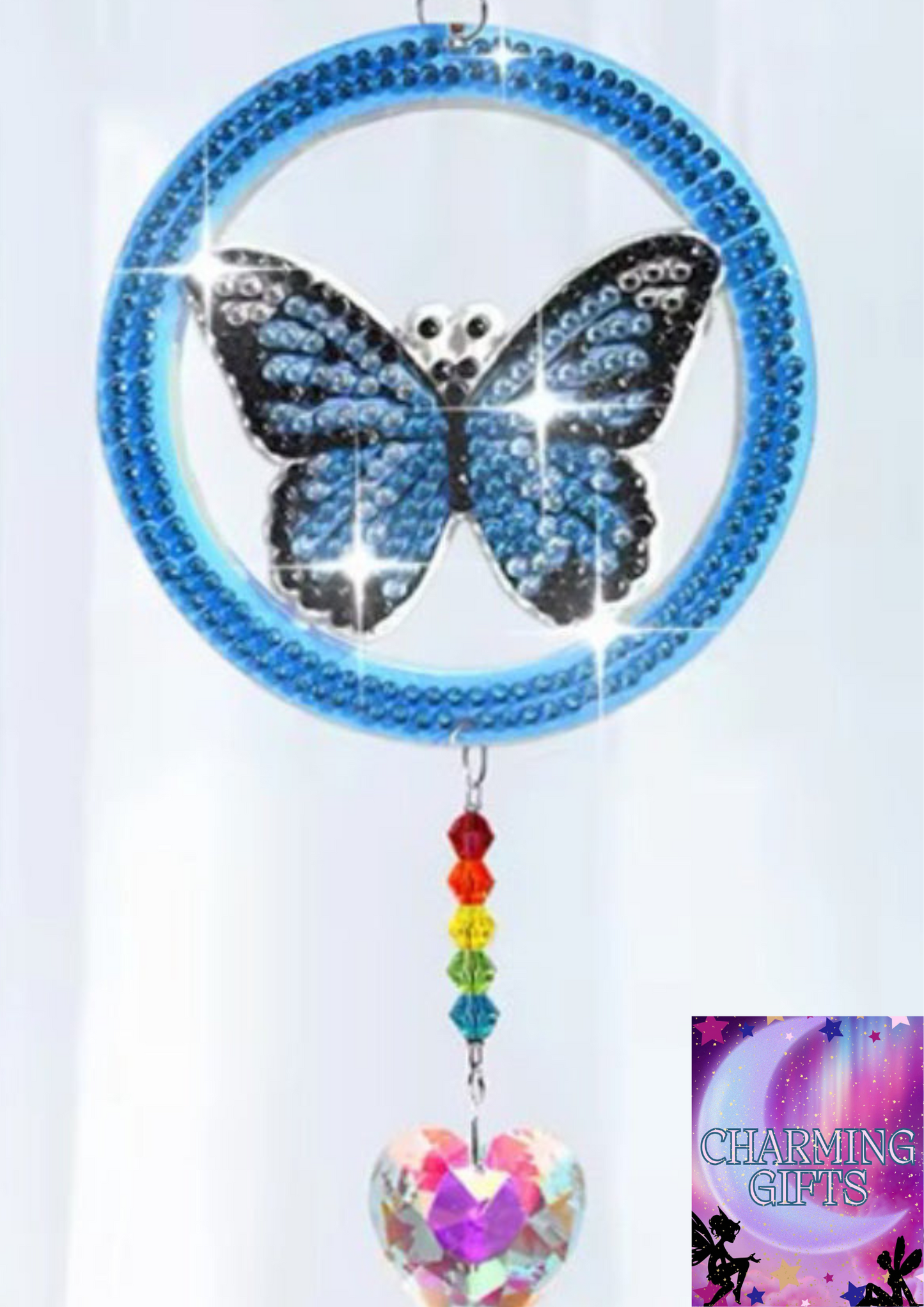 /Set DIY Butterfly Diamond Art Sun Catchers Double Sided Wind Chimes with Crystal Diamond Painting Sun Catchers for Adults