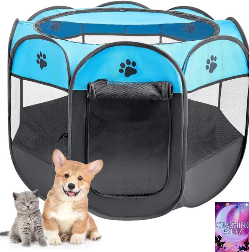 Dog Cat Playpen Portable Pet Playpen Puppy Playpen Pet Cage Crate Soft Foldable Pet Indoor Outdoor for Rabbit Hamster Guinea Pig