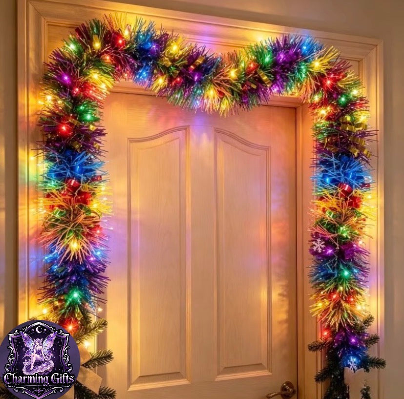 ✨ 1m Christmas Tinsel & String Lights Set ✨