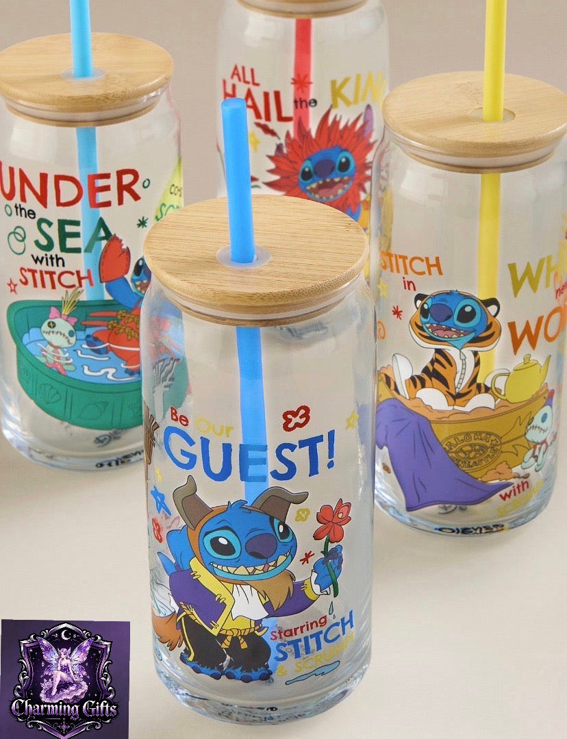 Stitch Under The Sea Tall Can Glass - Set of 4