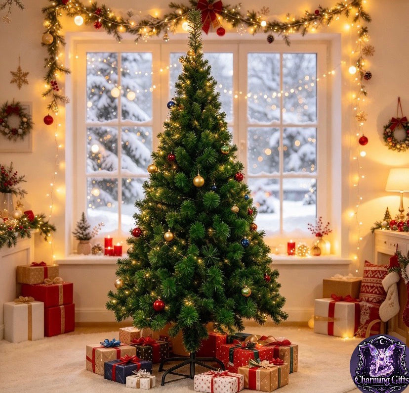 🎄 6ft Green Artificial Christmas Tree — Quick-Assembly Foldable Design 🎄