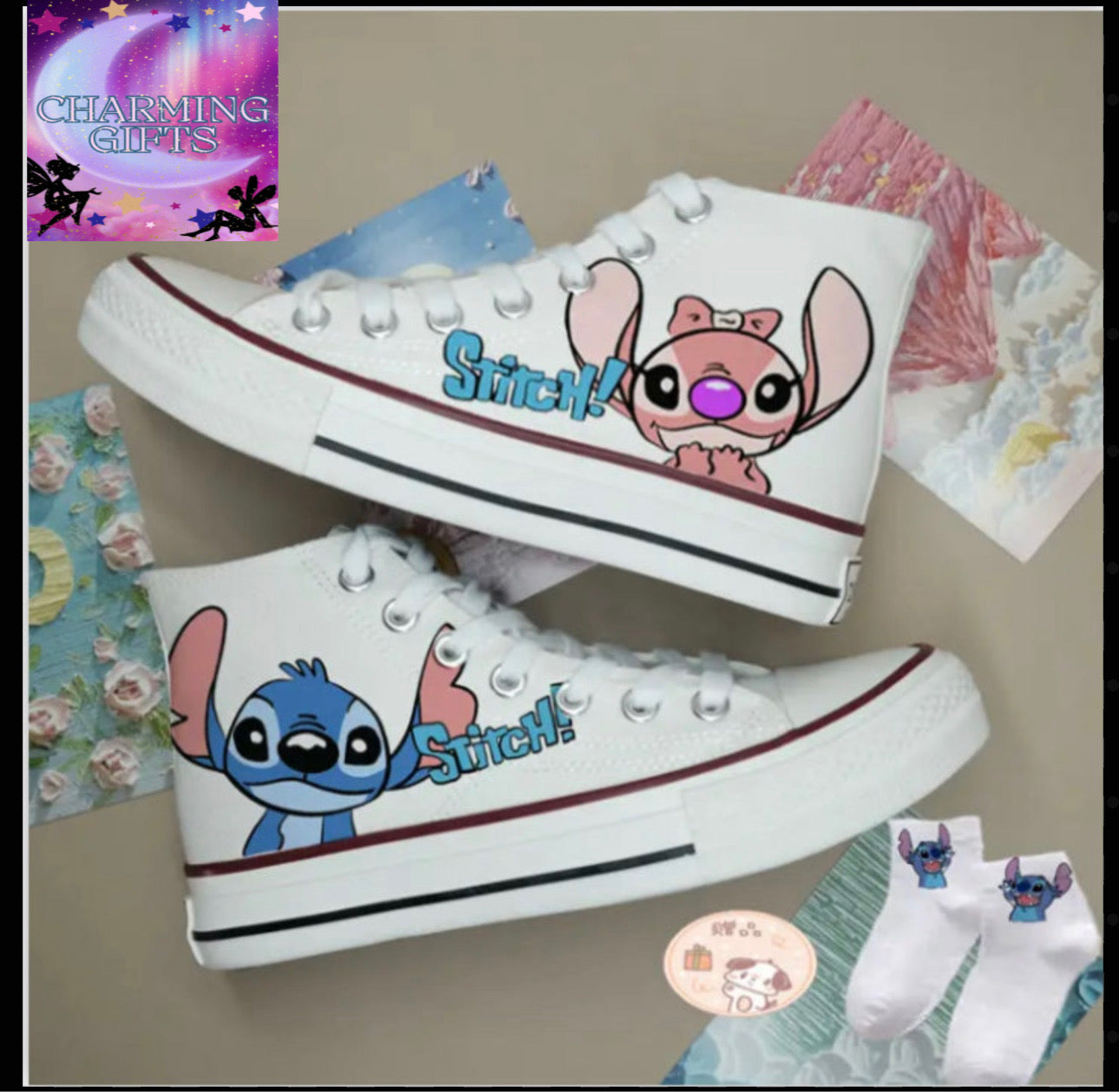 Kawaii Disney Stitch Canvas Shoes Cartoon New Men's/women's High-Top Sneakers Summer Versatile Couple Shoes