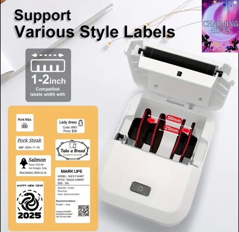 Marklife X2 Thermal Label Printer - Portable Label Maker for Product, Address, Small Business - Compatible with Android, IOS, Windows & Mac, 1 Roll 40x30mm Label, Address Printing, Product Labeling, Compact Label Printer, Portable Form Factor