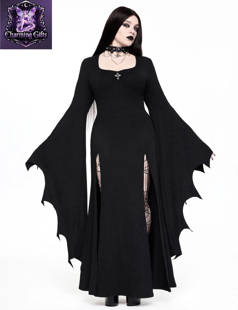 🦇 Gothic Dark Ball Bat Alien Long Dress