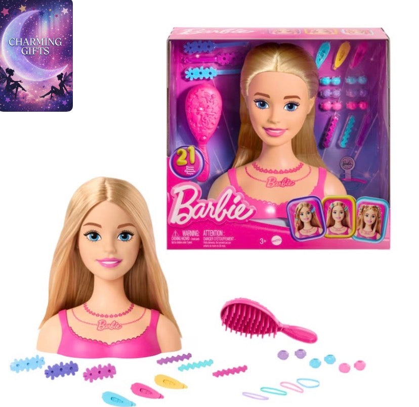 Barbie Doll Styling Head, Blond Hair with 20 Colorful Accessories