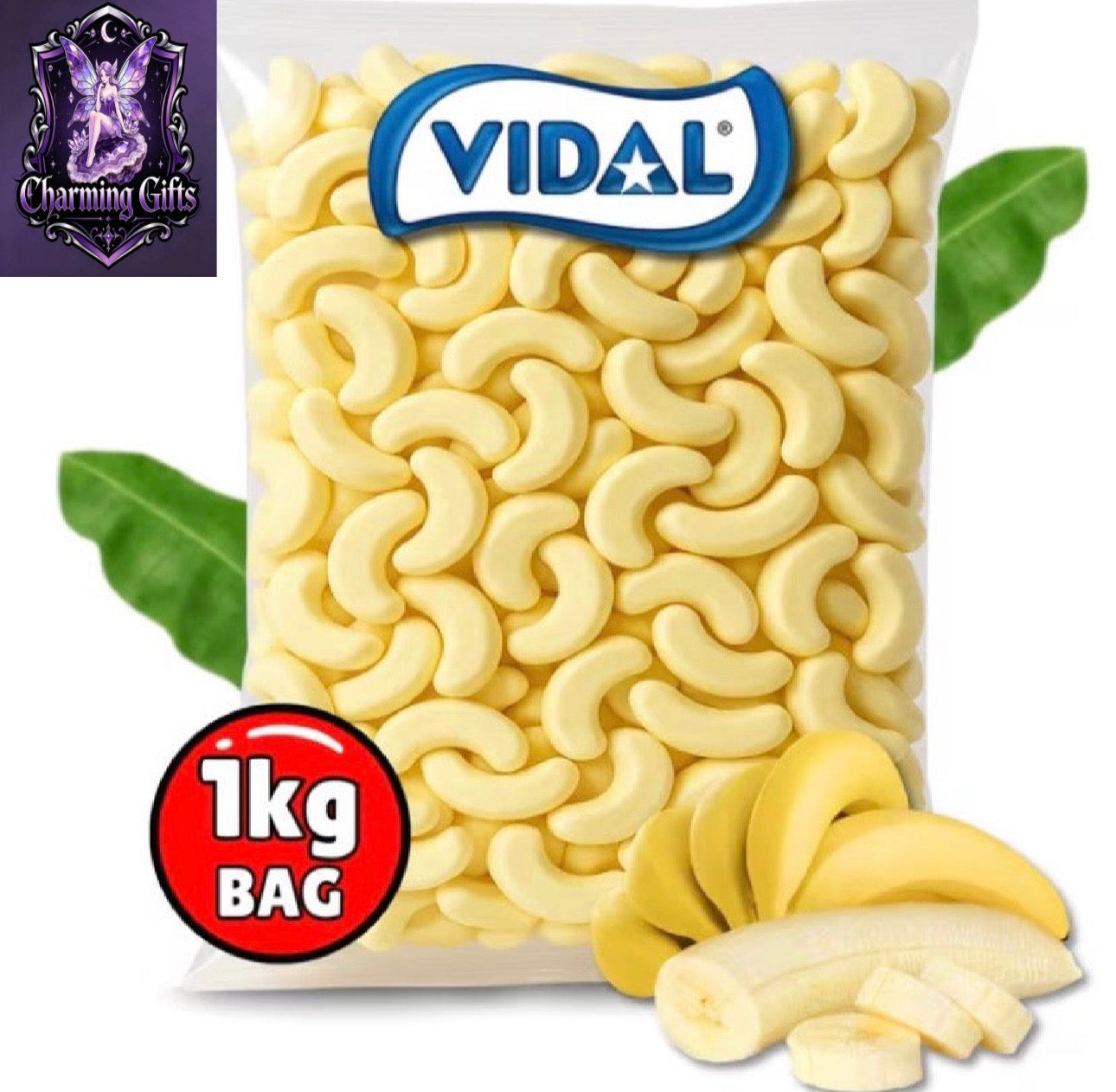 Vidal Foam Bananas 1kg Bag | Soft Fruit Flavored Foam Sweets, Bulk Candy, Party Favors, Sweet Bags