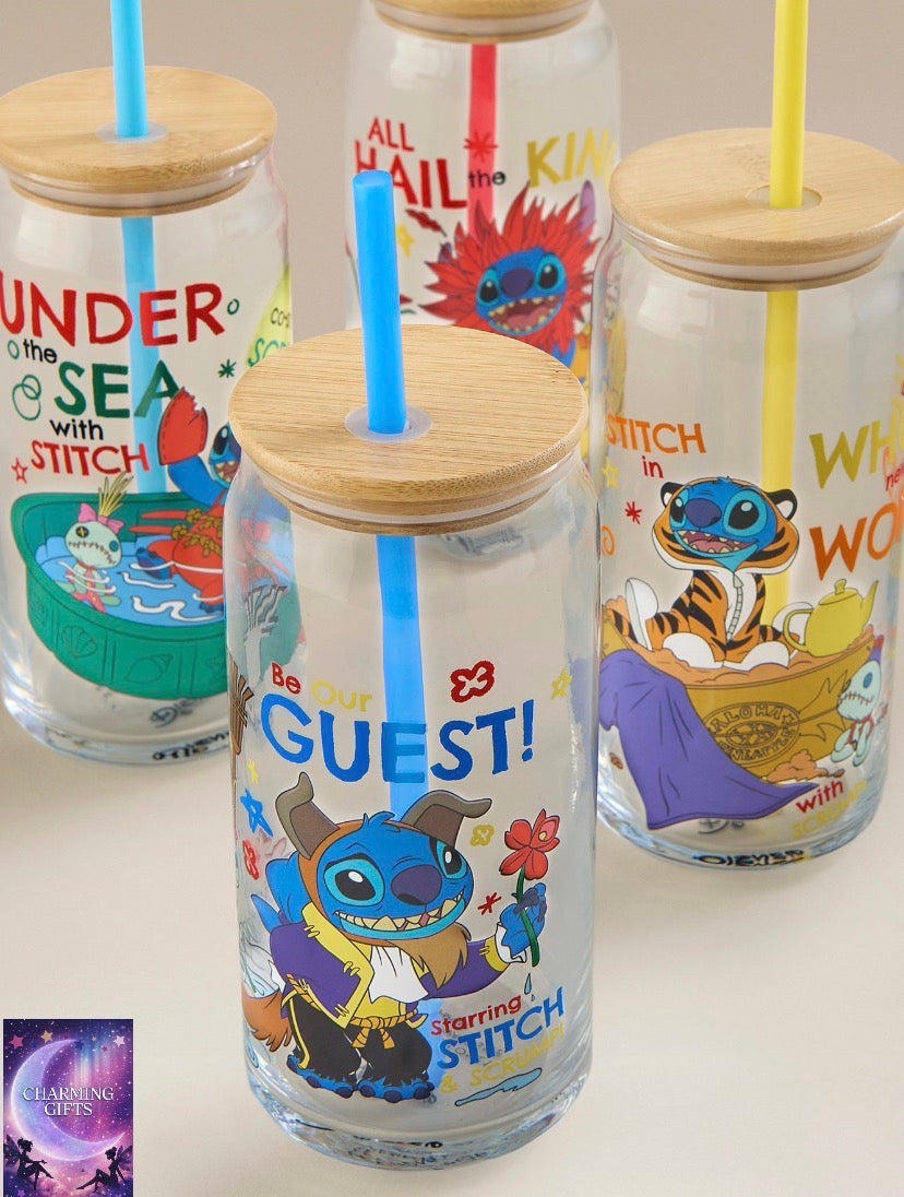 Stitch Under The Sea Tall Can Glass - Set of 4