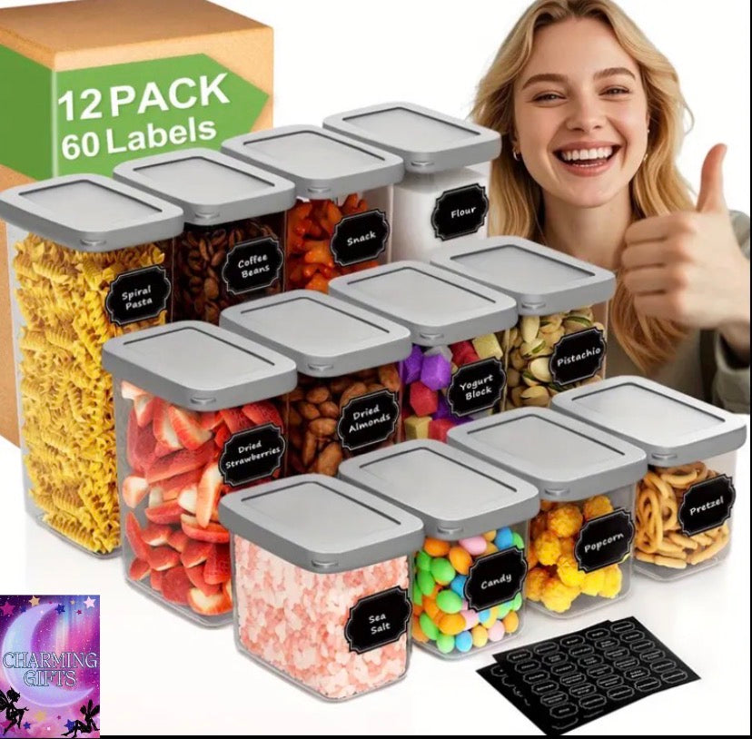 24pcs Airtight Food Storage Containers Plastic Kitchen Pantry Storage | For Sugar, Flour, Baking Supplies - Suitable For Domestic Scenes, RV Must-Have