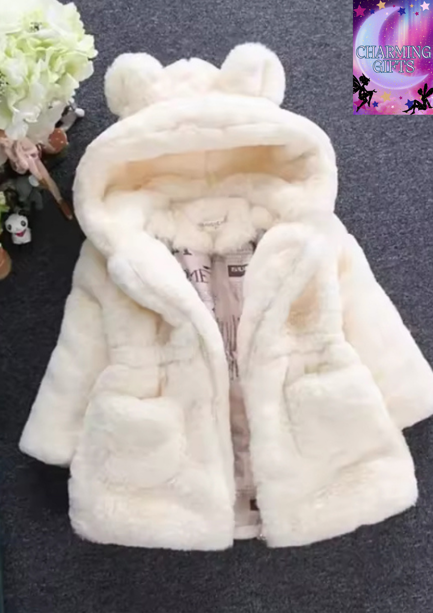 Teddy Bear Baby Girls Warm Winter Coats Thick Faux Fur Fashion Kids Hooded Jacket Coat for Girl Outerwear Children Clothing