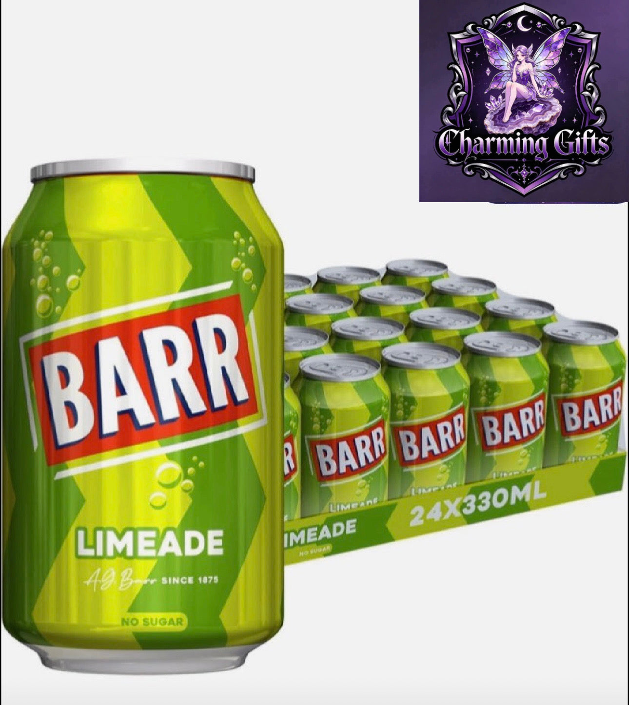 Barr Limeade 24 pack Fizzy Drink Cans, No Sugar, 24 x 330 ML