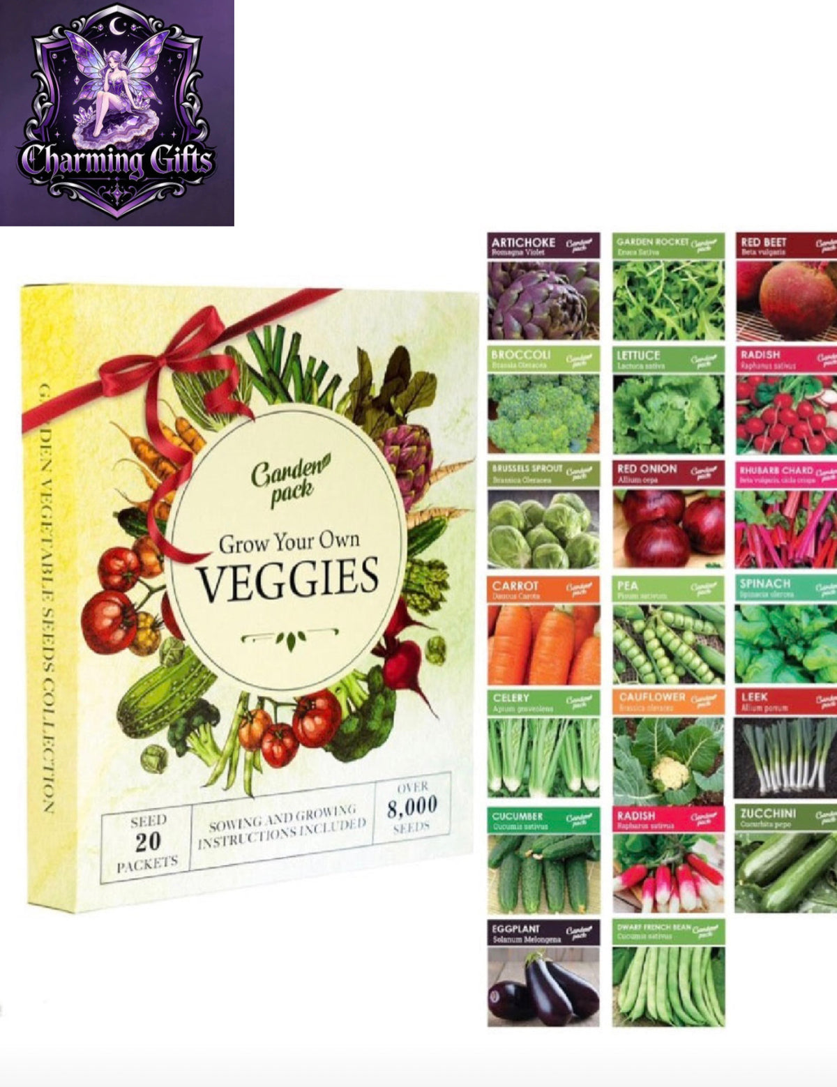 Garden Pack Grow Your Own Vegetable Seeds - 20 Packets Variety – High Yield Seeds for Growing Veggies at Home – 8,000 Heirloom Seeds Gardening Gifts