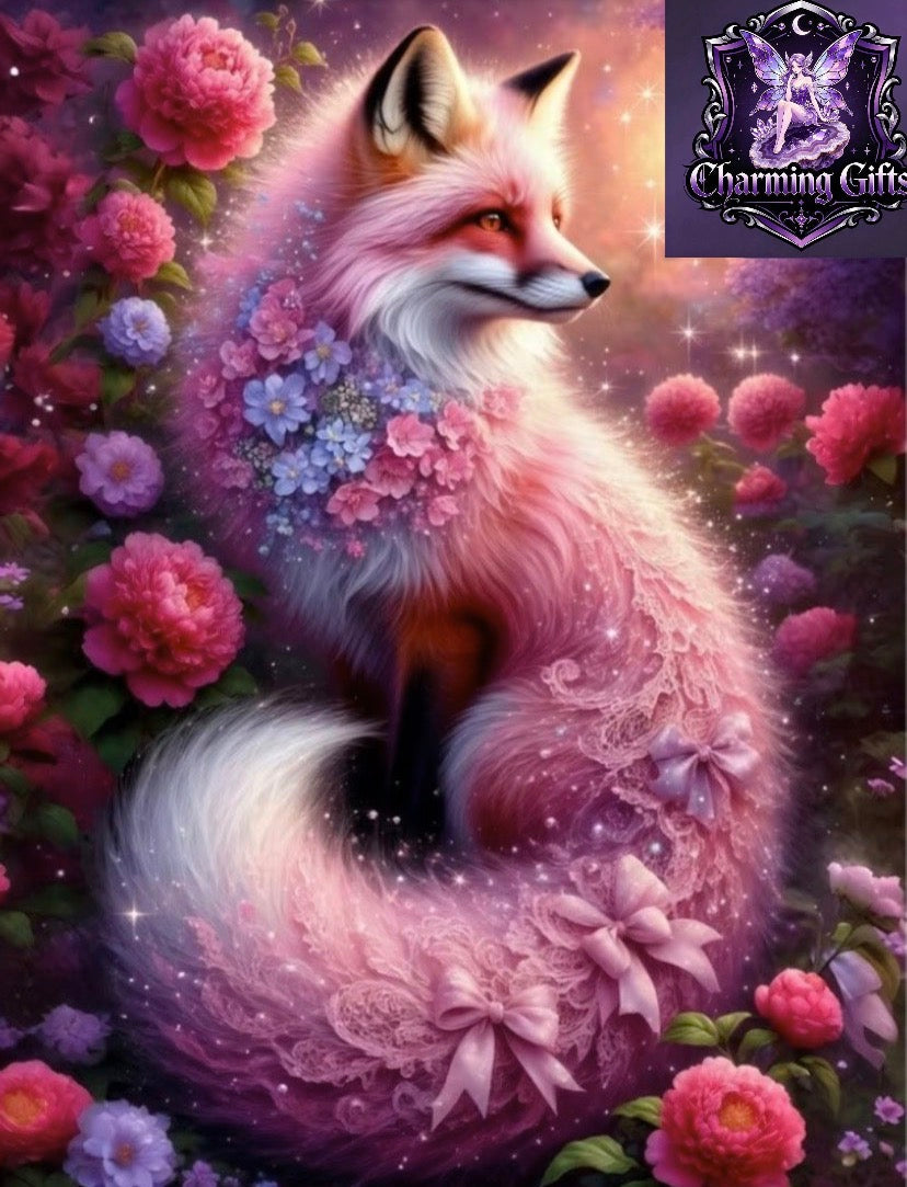 Flower-Tailed Fox in the Flower Bush” Diamond Painting Kit