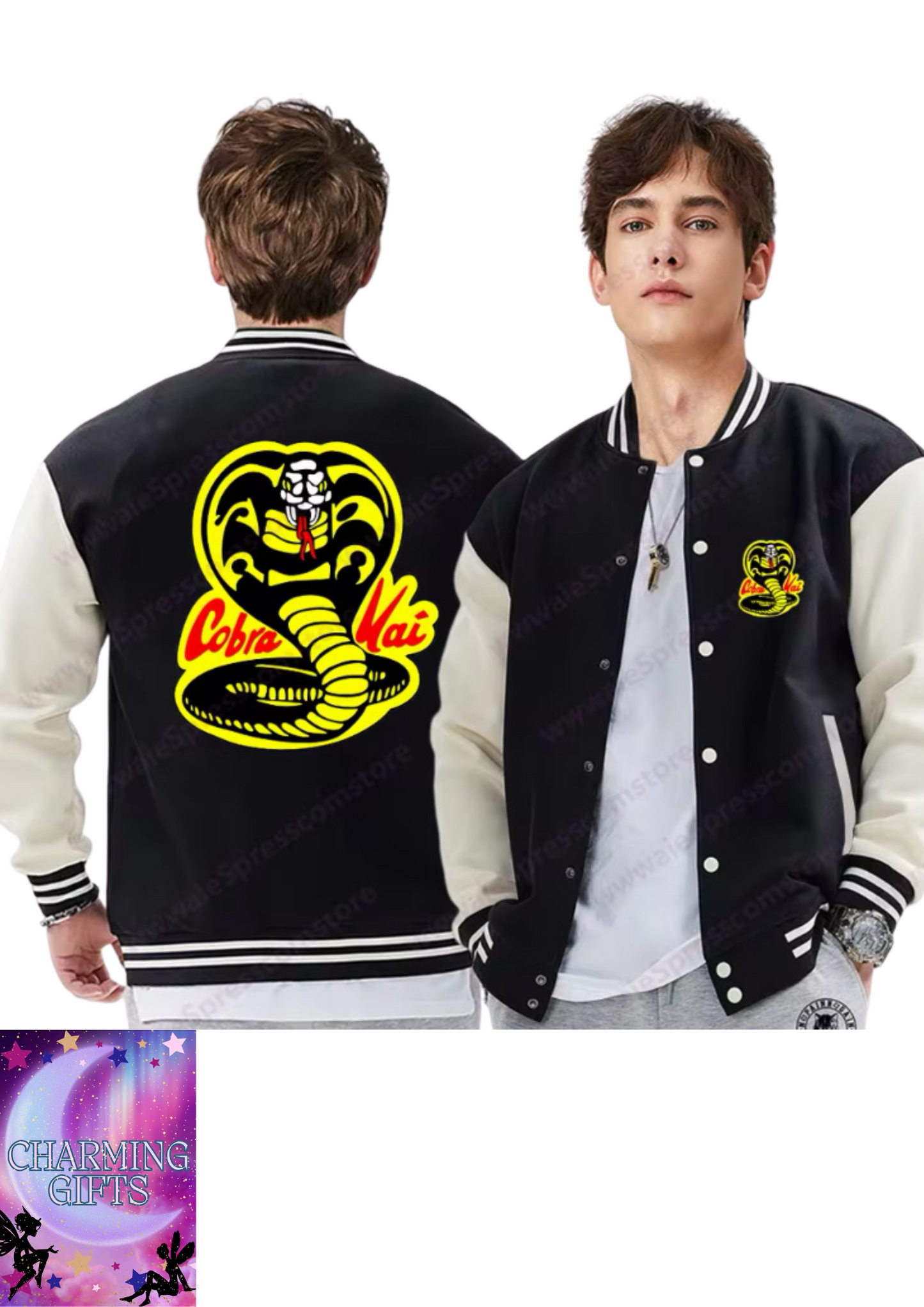 Fall and Winter Cobra Kai Pattern Baseball Shirt Men's Women's Casual Sweatshirt Cobra Kai Sweatshirt Jacket Top
