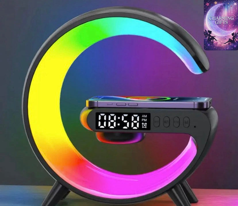 Wireless Speaker - Sunrise Alarm, RGB Rhythm Light, Fast Charging | Tabletop 5.1 Surround Sound, 300mAh Battery, 5-10W Output