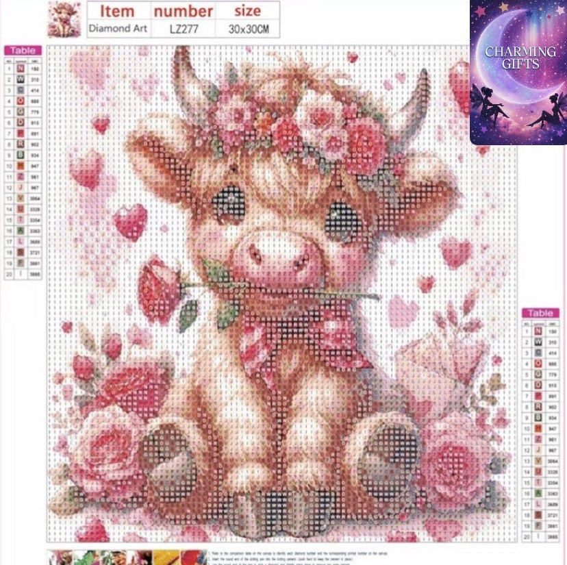 Valentine's Day Diamond Painting Kits for Adults, Highland Cow Diamond Art Kits for Adults Beginners, Animal Diamond Arts Kits for Home Wall Decor 14 x 14 Inch (red)