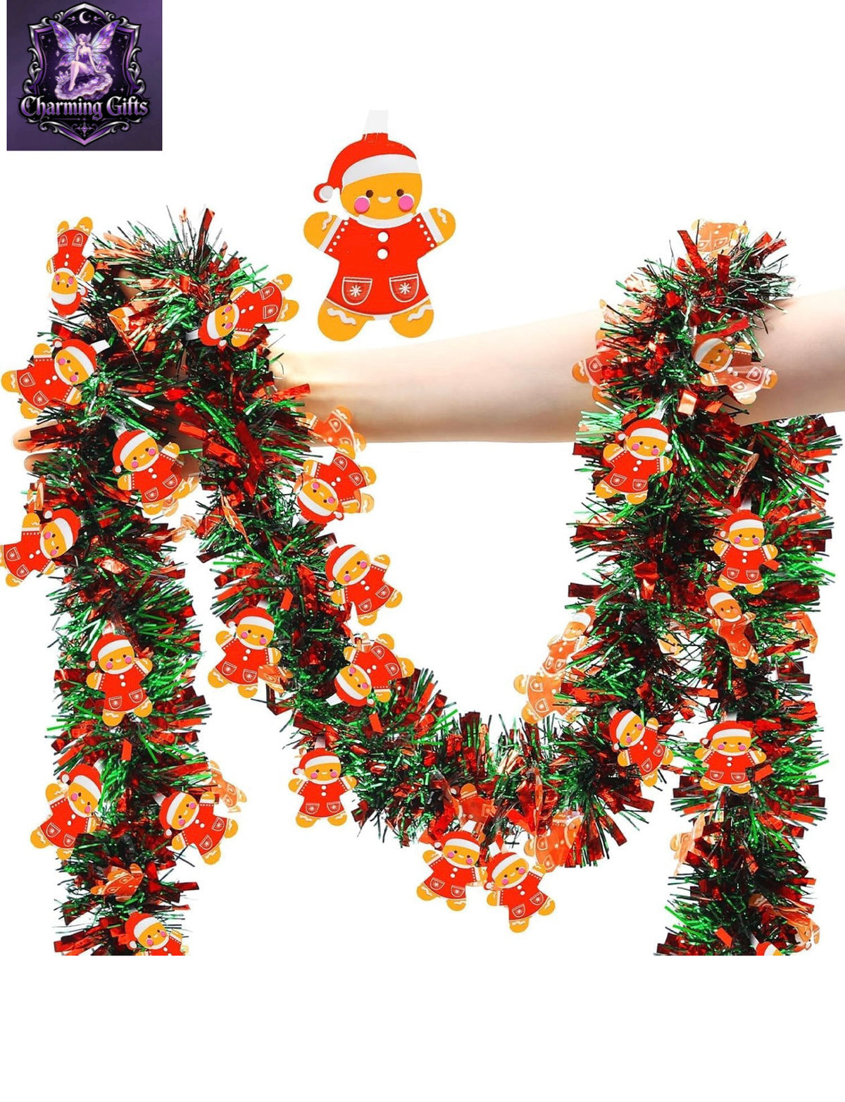 ๐ช๐ GINGERBREAD MAN TINSEL GARLAND โ FESTIVE FUN FOR EVERY CORNER! ๐๐ช