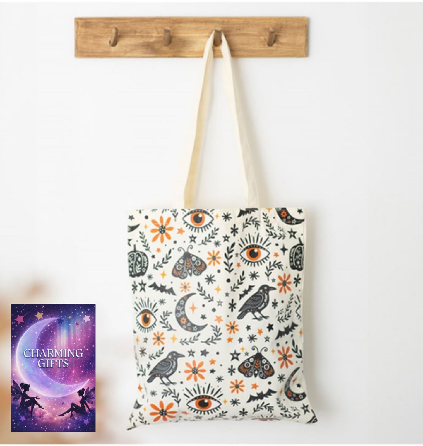 Frightful Folk Print Tote Bag