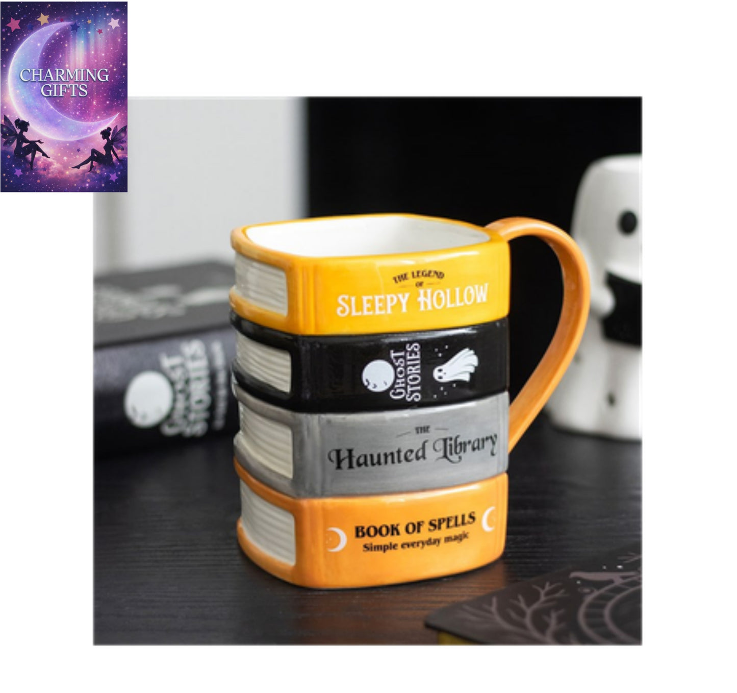 The Haunted Library Book Stack Mug