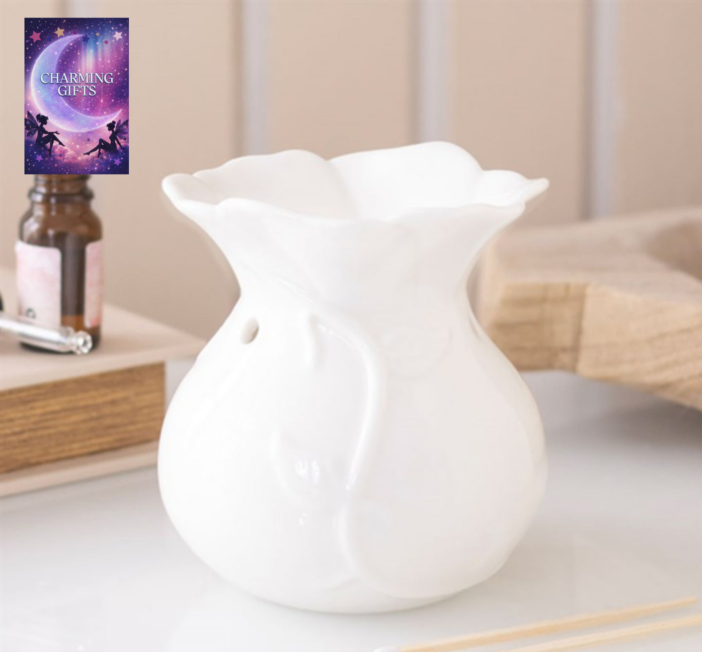 White Rose Oil Burner and Wax Warmer