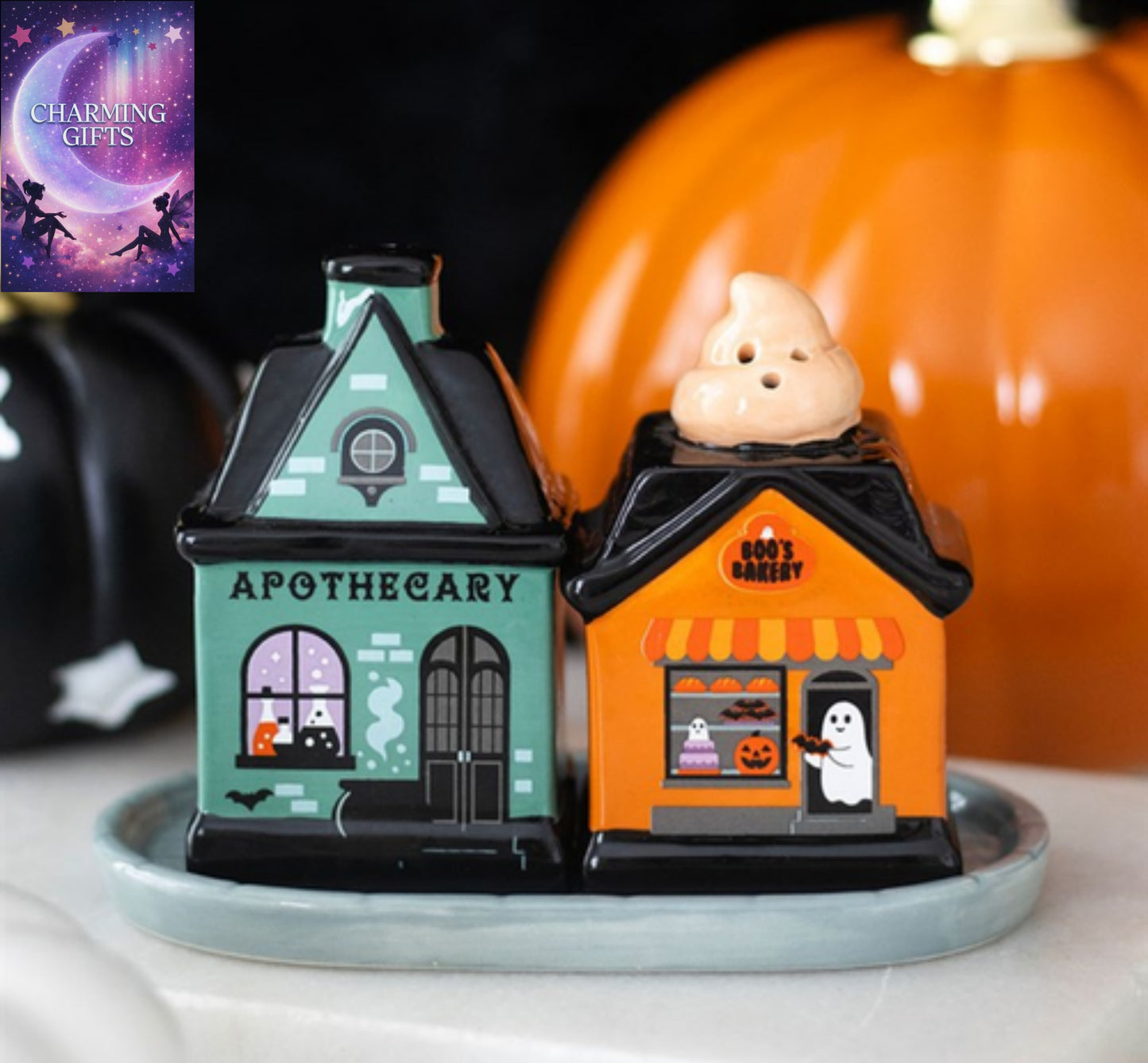 Spooky Street Salt and Pepper Shakers