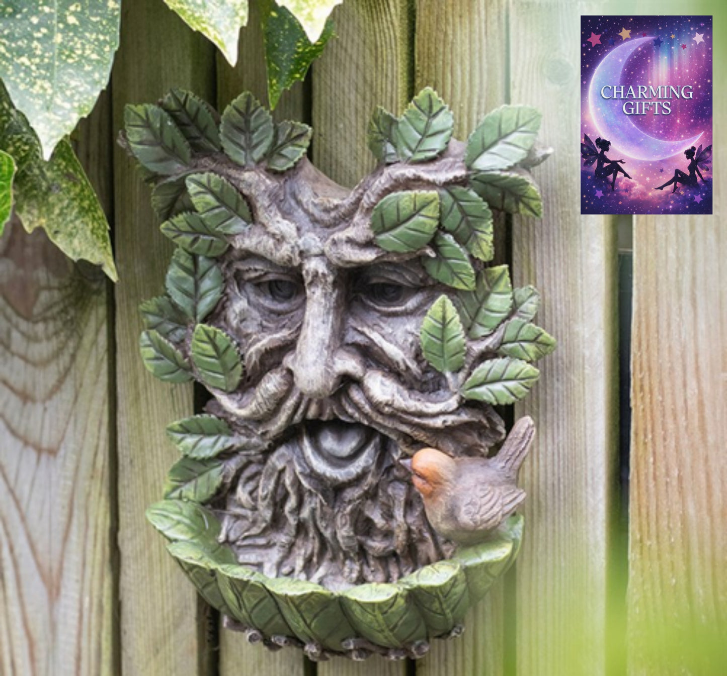 Green Man Wall Bird Bath