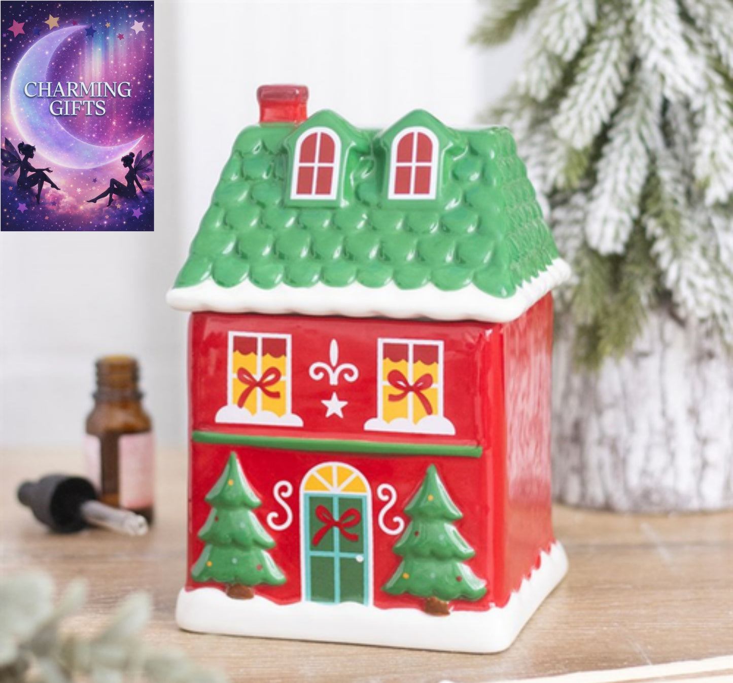 Red Christmas House Oil Burner