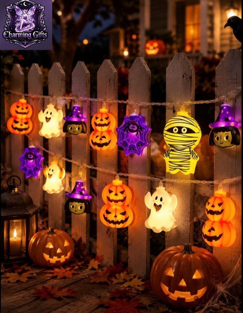 20 LED 3M lead 1pc Halloween Decorative String Lights, Halloween Window Decoration, Battery Operated (Batteries Not Included), LED Halloween String Lights, Halloween Ghost Lights, Halloween Outdoor Decoration,