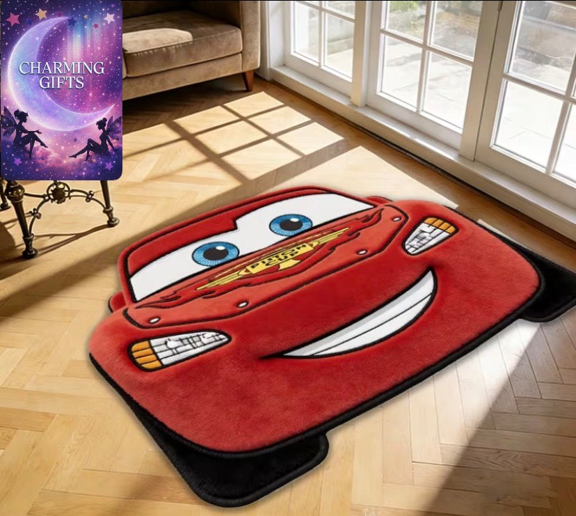 1pc DISNEY Lightning McQueen Floor Mat Suitable for Room, with Lightning McQueen Racing Car Design, Irregular Shape Bed, Machine Washable for &, Birthday Gift for &