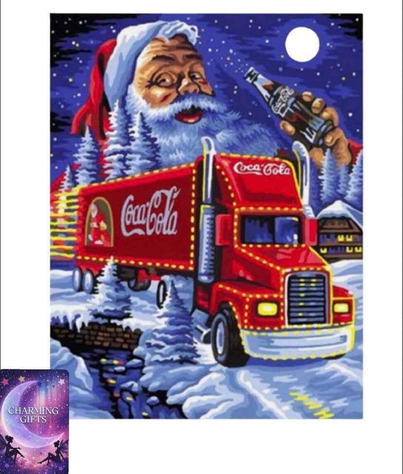 5D DIY Art-Full Drill Snow Santa Truck Diamond Painting Cross Stitch Xmas Craft
