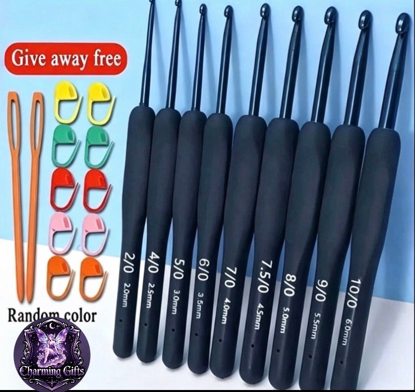 9pcs Blue Crochet Hook Set, Stainless Steel Soft Handle Crochet Hooks, Suitable for Amigurumi, Knitting, Beginners, All Seasons, Crafting Essentials, Handmade Accessories, Stylish Crochet Tools, Ergonomic Design, Highquality Hooks, Smooth Finish, Knitting