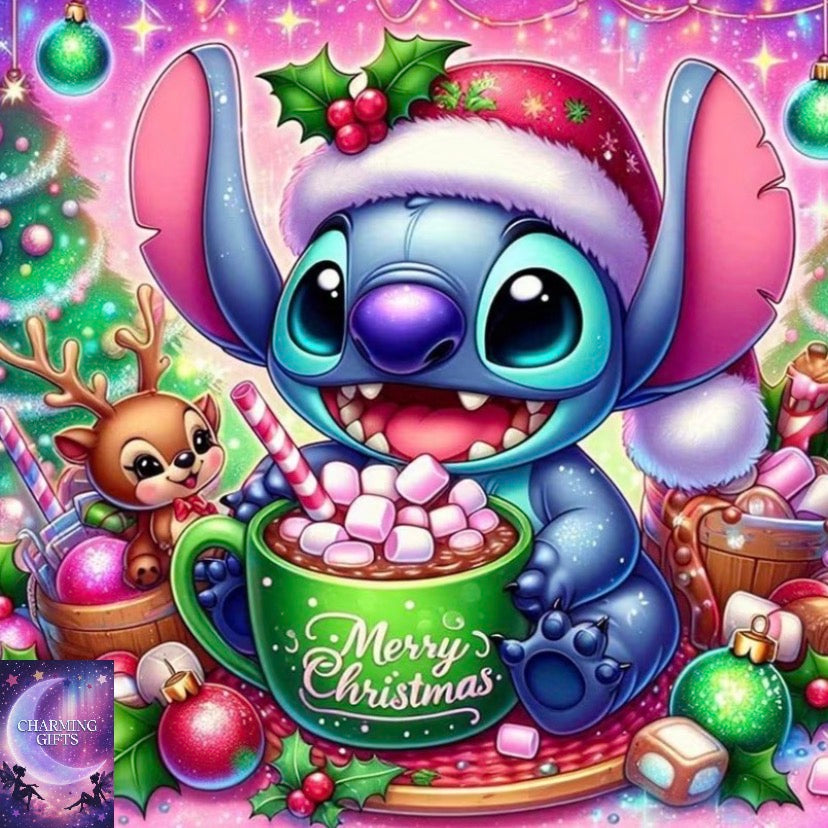 DIY1pcs Large Round Diamond Painting Kit Christmas Stitch 5D Disney Anime Character Room wall decoration, handmade art, suitable for birthday, Christmas, Halloween, Independence Day, anniversary gifts