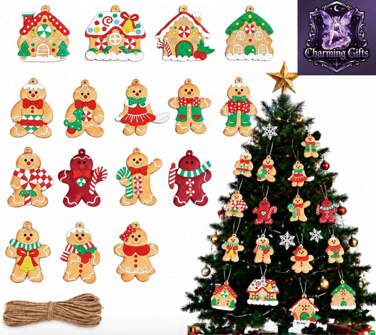 🍪🎄 12-PIECE GINGERBREAD CHRISTMAS DECORATION SET! 🎄🍪
