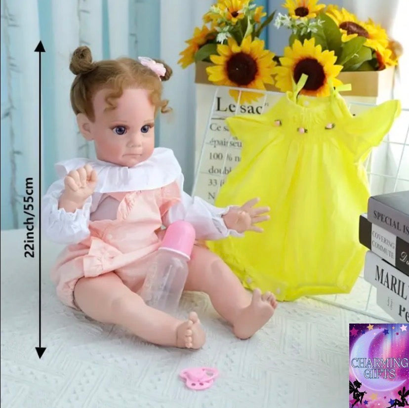 Reborn Baby 55.88 cm Doll Toy, Cute, Clear, And Soft Newborn Reborn Doll, Children'