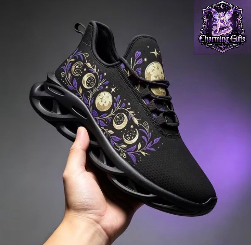 Men'S Casual Sneakers, Black with Celestial, Low-Top Design, Comfortable Fabric Upper And Shock-Absorbing Sole, Suitable for Parties, Astrology-Themed Outfits, And Festive Celebrations, Multiple Sizes Available