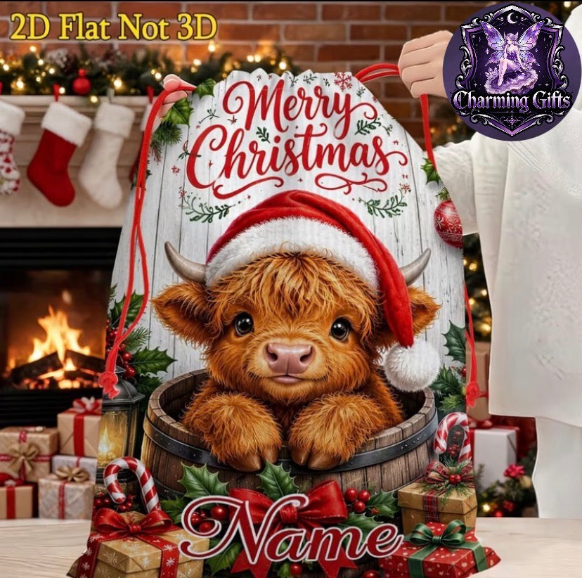 🐄 personalised Christmas Little Cow Gift Bag — 50 × 70cm ✨