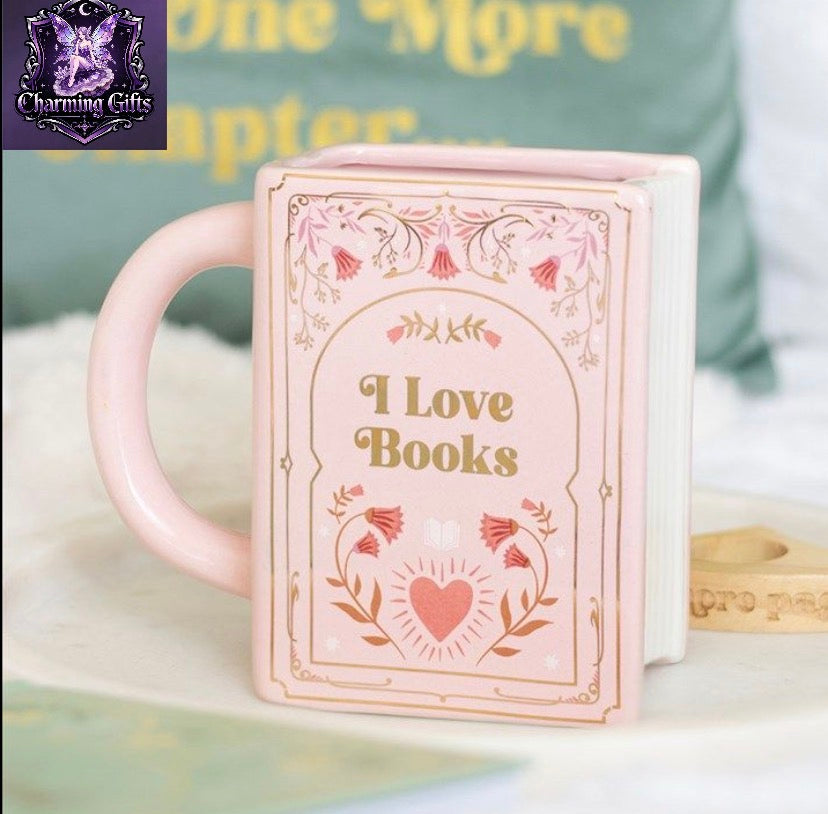 Love Books Pink Book Shaped Mug